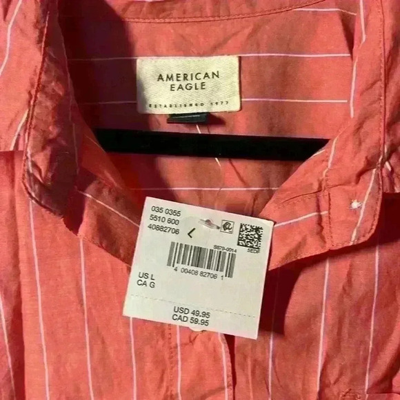 American Eagle pink button-down shirt new with tags never worn size large - Picture 3 of 6